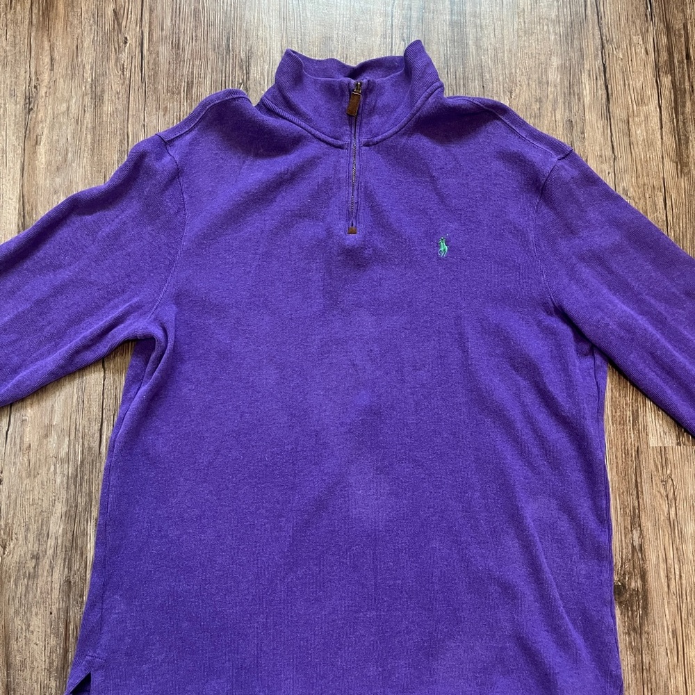 Polo Ralph Lauren Men's Vibrant Purple Zip-Up Sweater